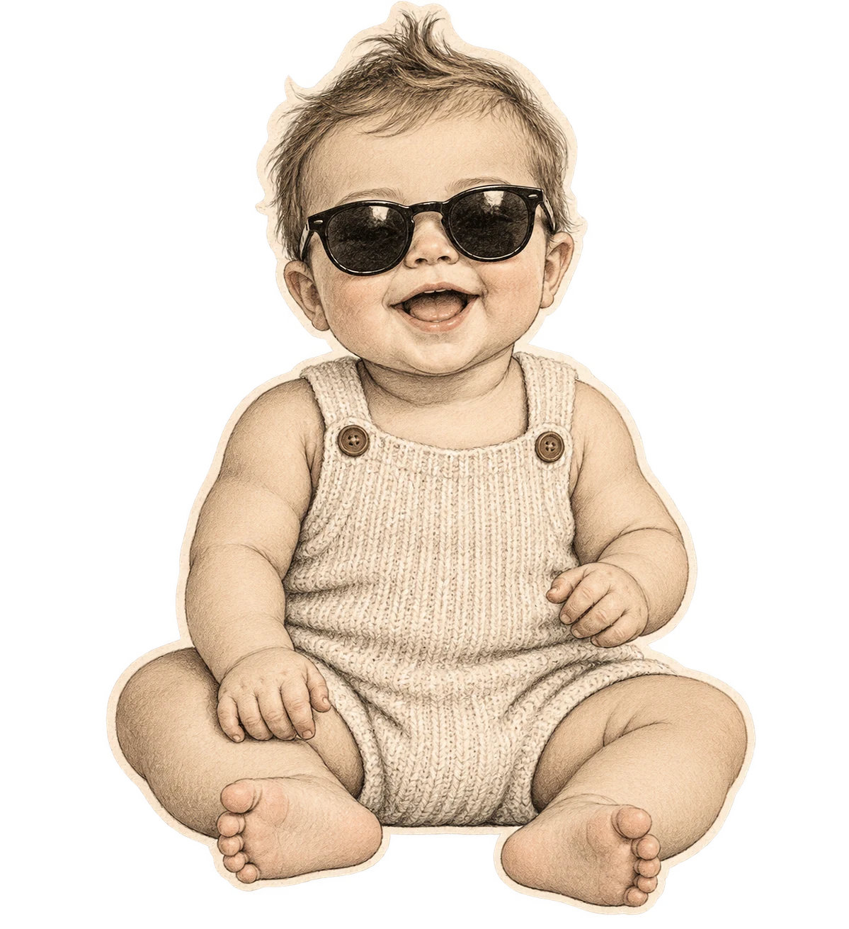 A hand-drawn baby wearing sunglasses